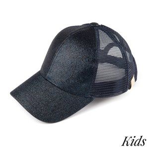 C.C KIDS BT-6 Navy Glitter trucker pony tail cap.